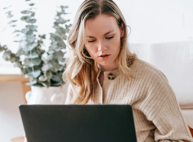 woman working on laptop